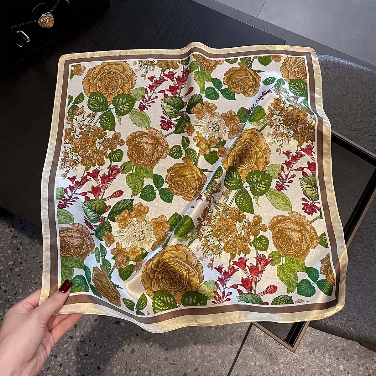 

100% Silk Scarf Women Neck Hair Foulard Square Hijab Scarves Bandana 53cm New Wrap Kerchief Headband Shawls apaszka Real Silk 53x53cm