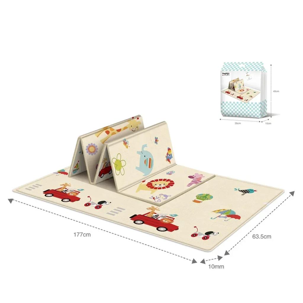 Double Sided Foldable Children's Play Mat Waterproof Non Slip Cartoon Pattern Crawling Mat Indoor Activity Foam Flooring