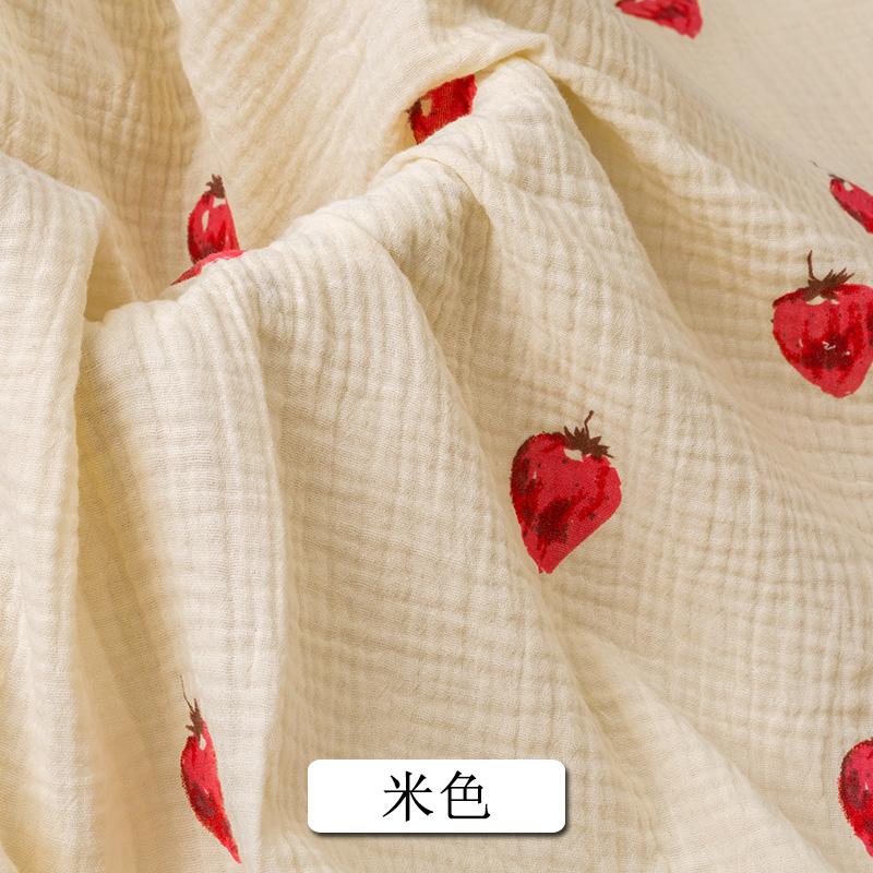 135x50cm High Quality Soft Thin Double Crepe Strawberry Print Cotton Fabric, Make Shirt, Dress, Underwear, Cloth 180g/m TJ9753