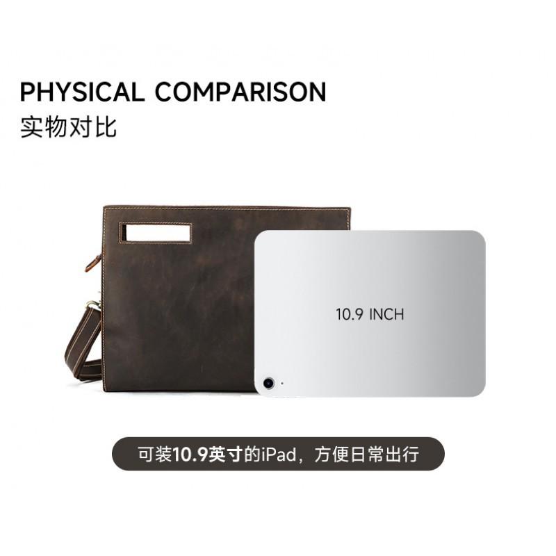 Crazy Horse Skin Men's Crossbody Bag Retro Simple Handheld Letter Package Business Travel Shoulder Men