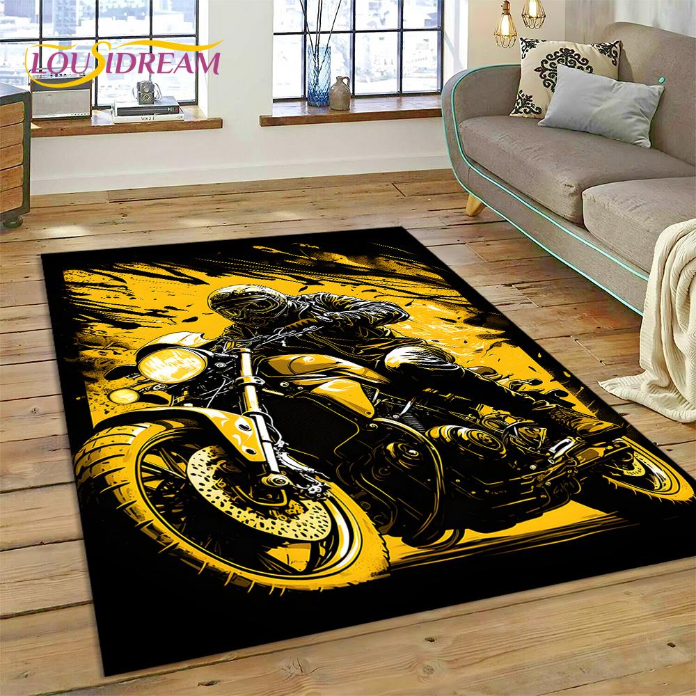 Motocross Motorcycle Modern Rug Carpet for Living Room Bedroom Home Decor,Floor Mat Non-slip Decoration for Sofa Kitchen doormat