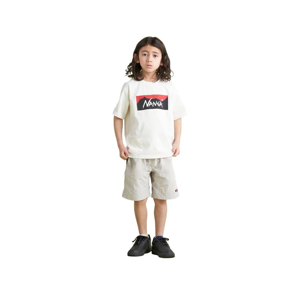NANGA ECO HYBRID BOX LOGO KIDS TEE Short Sleeve Size 110 NW2411-1S700-A White, Boys' T-Shirt,