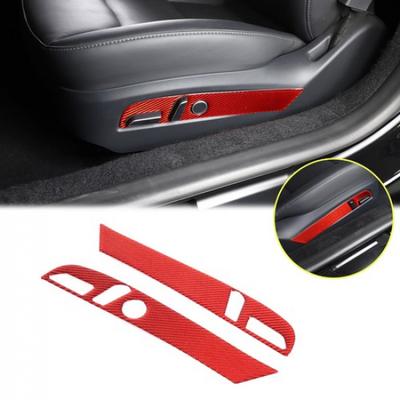 Rood Koolstofvezel Stoelverstelling Knop Sierstrip Sticker voor Tesla Model 3 -24