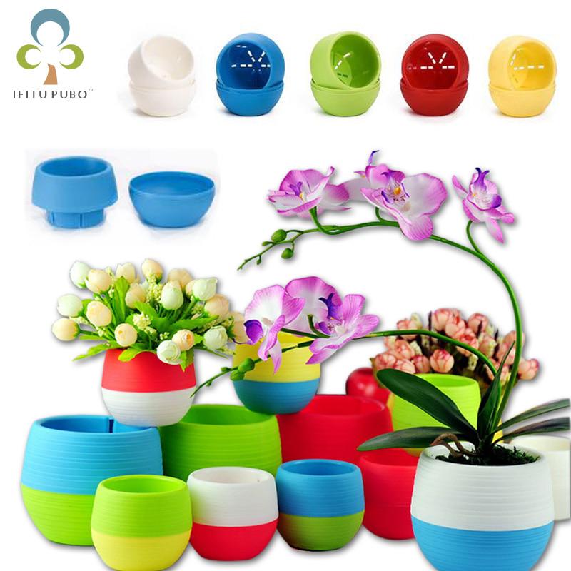Buy 5pcs Gardening Mini Plastic Flower Pots Vase Round Flower Bonsai