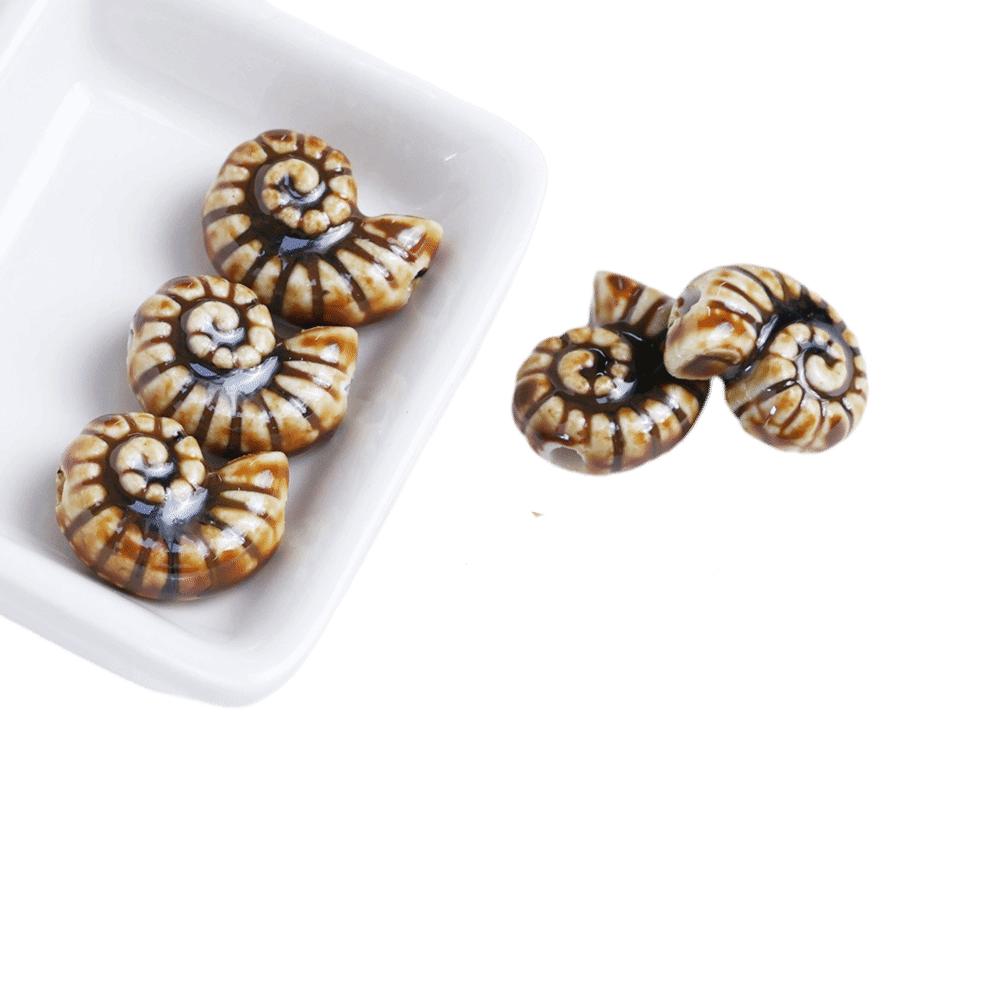 Glazed Snail Ceramic Beads Retro DIY Jewelry Making Pendant Conch Spacer Porcelain Beads Craft