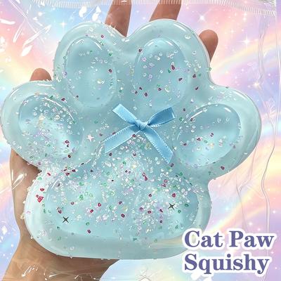 Ideal Gift Squeeze Toy Cute Cat Paw Squishy Mochi Soft Gel Stress Relief Toy for Kids & Adults