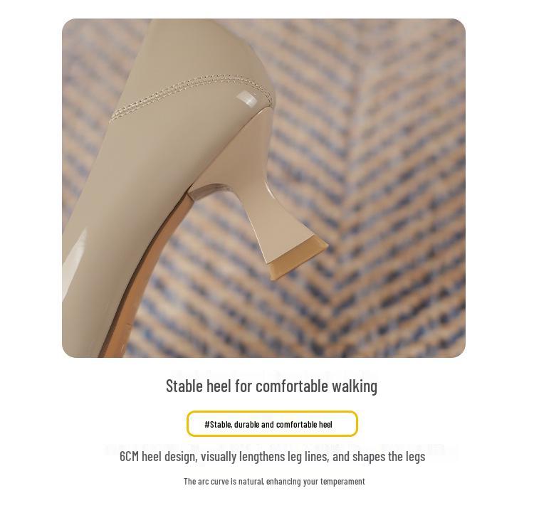 6388-5 Damen Stiletto-Absätze mit quadratischer Spitze - 2025 Herbst Französischer Stil, Bequem für Hochzeiten, Flaches Munddesign