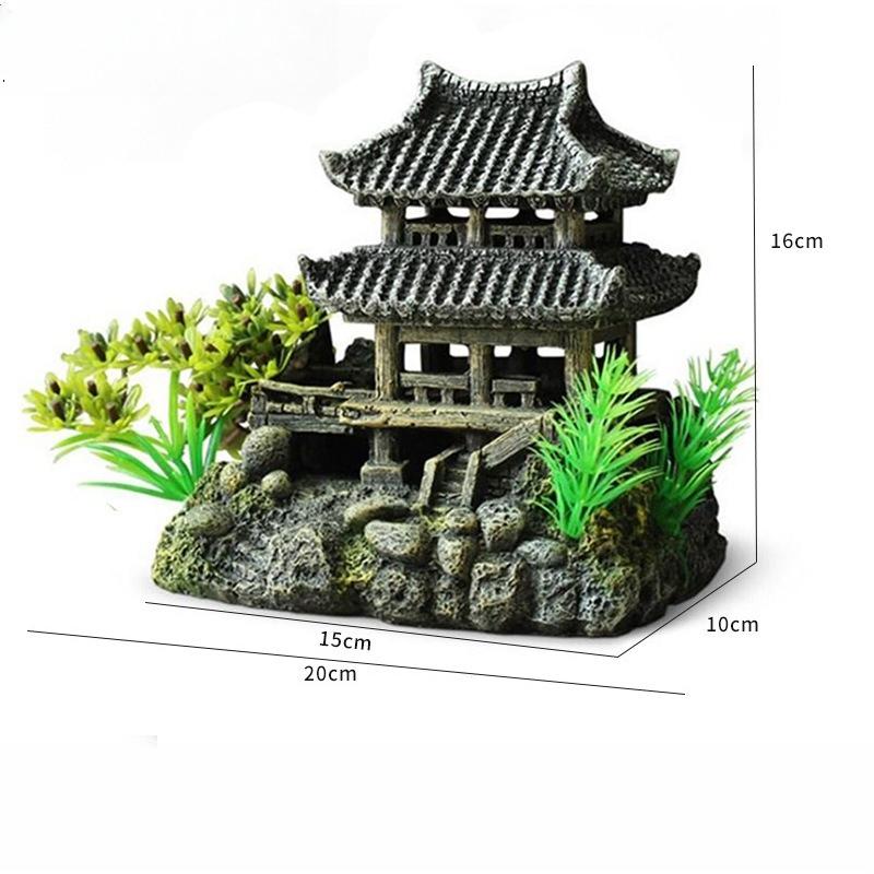 

Fish Tank Landscaping Rockery Aquarium Decoration Resin House Jiangnan Cottage Water Town Building Decoration Yunhe Tower