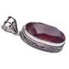 Red Garnet Hydro Gemstone Antique Silver Plated Pendant 2" J 2142