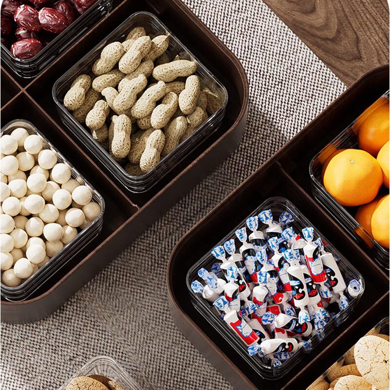 Retro Chinese Wood Grain 4-Compartment Snack Box