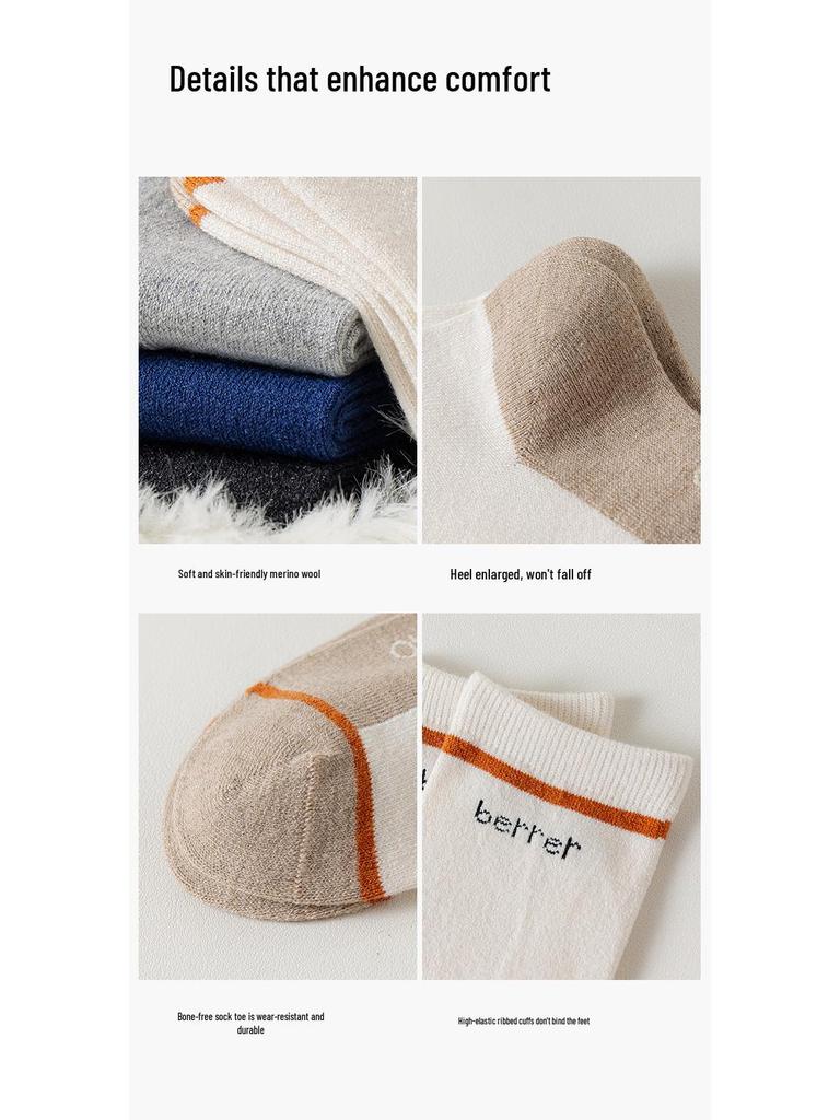 Boys' Seamless Wool Cashmere Sports Socks - Warm Mid-Calf for Fall/Winter, Ideal for Older Kids & Teens