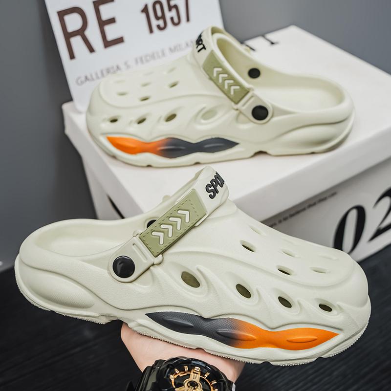 

Summer EVA Men s Sandals Breathable Lightweight Garden Shoes Comfortable Non-slip Beach Shoes Outdoor Hollow Slippers Chef Shoes 40 зелений