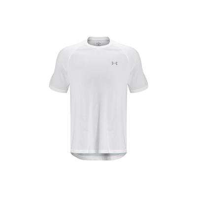 Camiseta de Treino Pulôver de Gola Redonda Cor Sólida Refletiva Manga Curta Masculina Tops Branco 1377054-100