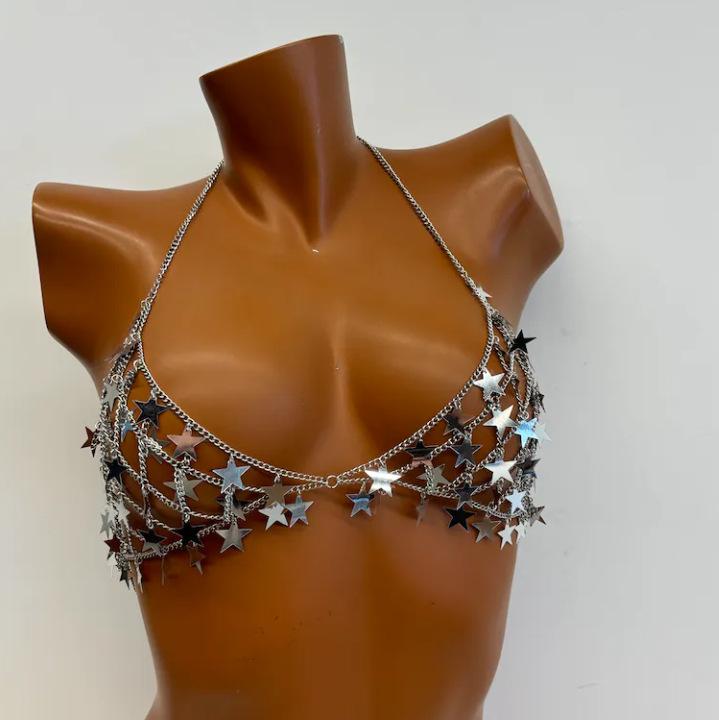

Star Sequin Tassel Body Chain - Handmade Sexy Accessories for Cross-border Style One Size серебряный