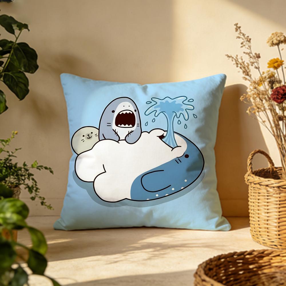 Stylish FFat Sharkful Cushion Cover Versatile DoubleSided Pillow Case Fit for Sofa Bed Car  Daily Decor