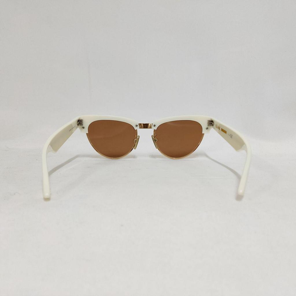 Used New Unused Celine Old Logo Salmon Brow Sunglasses Ivory [CELINE] Cat Eye Eyewear