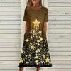 Women's Casual Fashion Christmas Print O-neck Dress