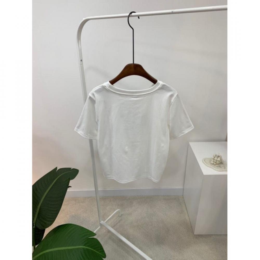 C S In The Room Semi Crop VelveT leTTerIng ShorT Sleeve T ShirT 4Color
