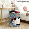 1pc Multi-Size, Cat Flower Pattern Laundry Basket, Large-Capacity Multi-Purpose Storage Basket, Multifunctional Storage Basket for Bathrooms, Laundry 
