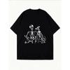 Weißes Oversized T-Shirt mit tanzendem Skelett-Print für Freizeitkleidung
