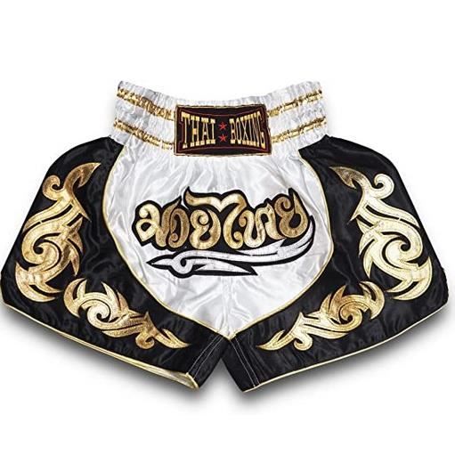 Short Enfant - Traditionnel THAI - Boxe Kickboxing - Couleur Blanche - Taille 10-12 ans