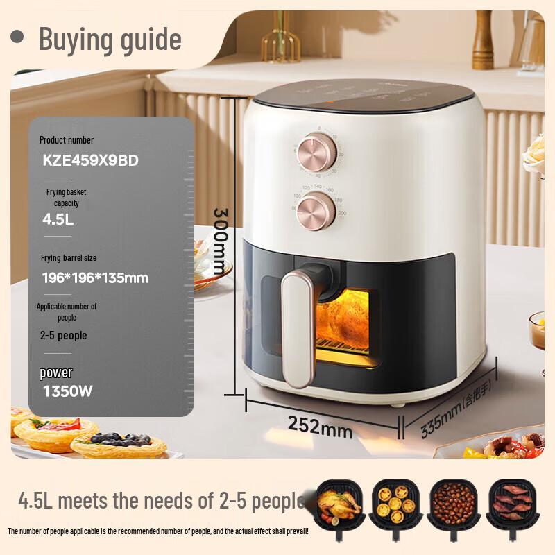 

Midea Air Fryer with Large Viewing Window, Adjustable Temperature, Non-stick Pan, Easy Clean KZE459X9BD
