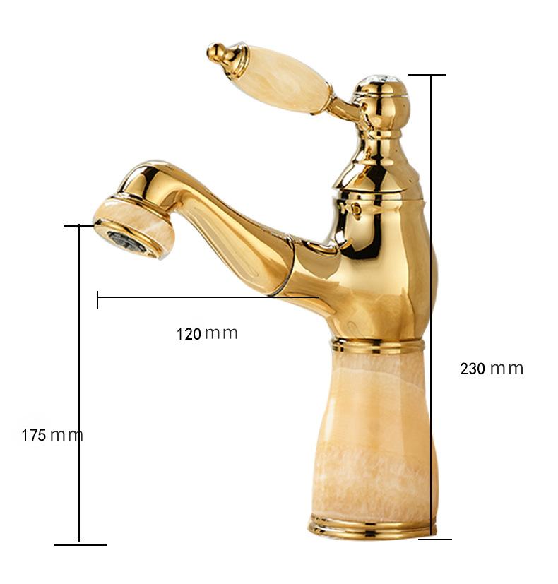 Rose Gold Bathroom Basin Faucets Jade Washroom Basin Sink Tap Mixer Hot Cold Faucet Pull Out Sink Faucet