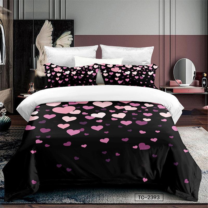 Love Heart Bedding Collections Queen Size Microfiber Romantic Wedding Duvet Cover Collection Gift For ValentineS Day For Girls Women Bedroom