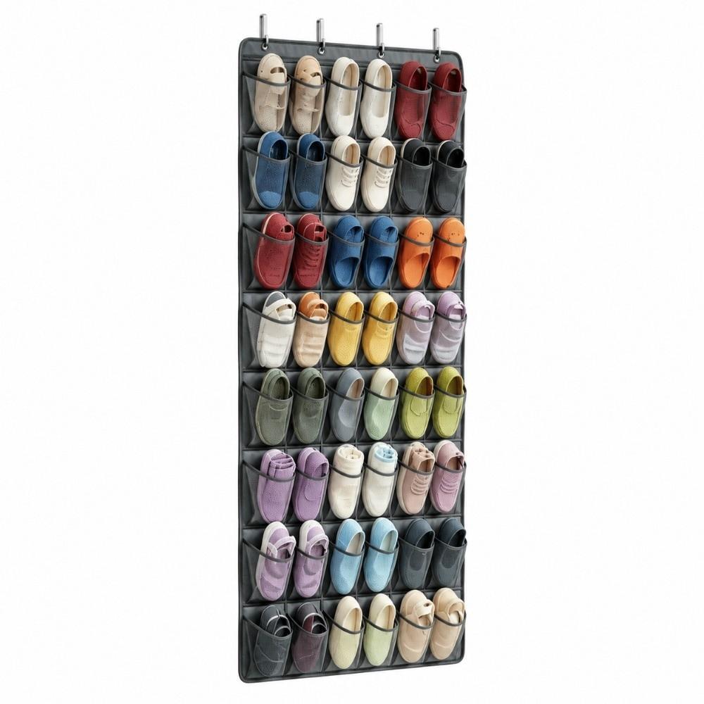 Breathable Over The Door Shoe Organizer Mesh Pockets Hanging Shoe Rack  Door Behind