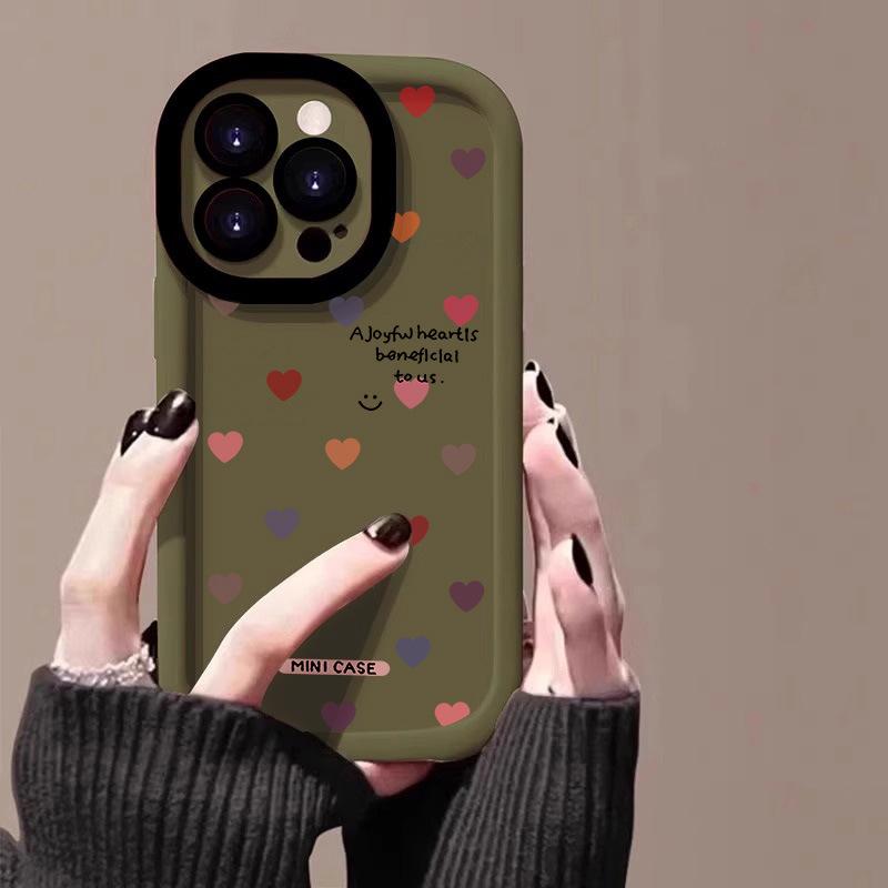 Colorful Love for Apple 16promax Mobile Phone Case 15 Full-inclusive IPhone 14puls Puff 13mini12