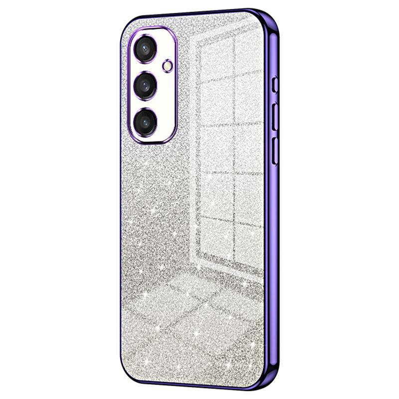 

For Samsung Galaxy S24+ Cell Phone Case Precise Cutout TPU Electroplating Glitter Back Cover Purple