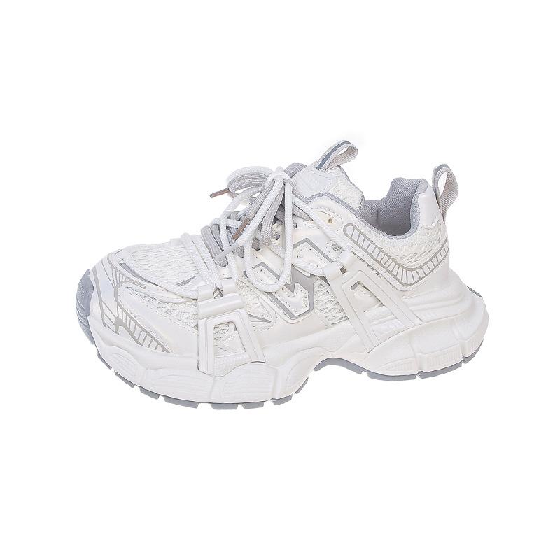 2025 summer new paris dad shoes women's thick sole heightening small mesh breathable sports casual white shoes