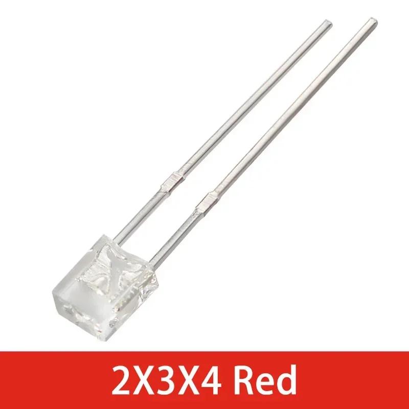 

50/100 шт. Набір супер яскравих світлодіодних діодів 2*3*4 мм Прозорі люмінесцентні біло-зелені червоні жовті сині світлодіодні діоди 2x3x4 мм