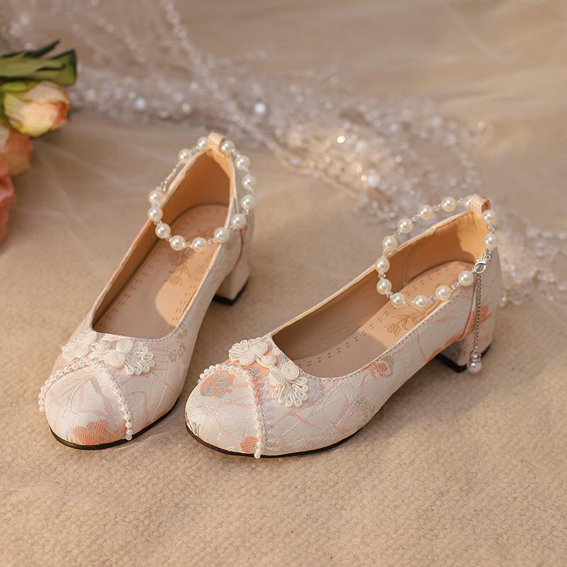 Original and genuine flower Yana horse dress shoes new Chinese hanfu cheongsam thick heel single shoes women