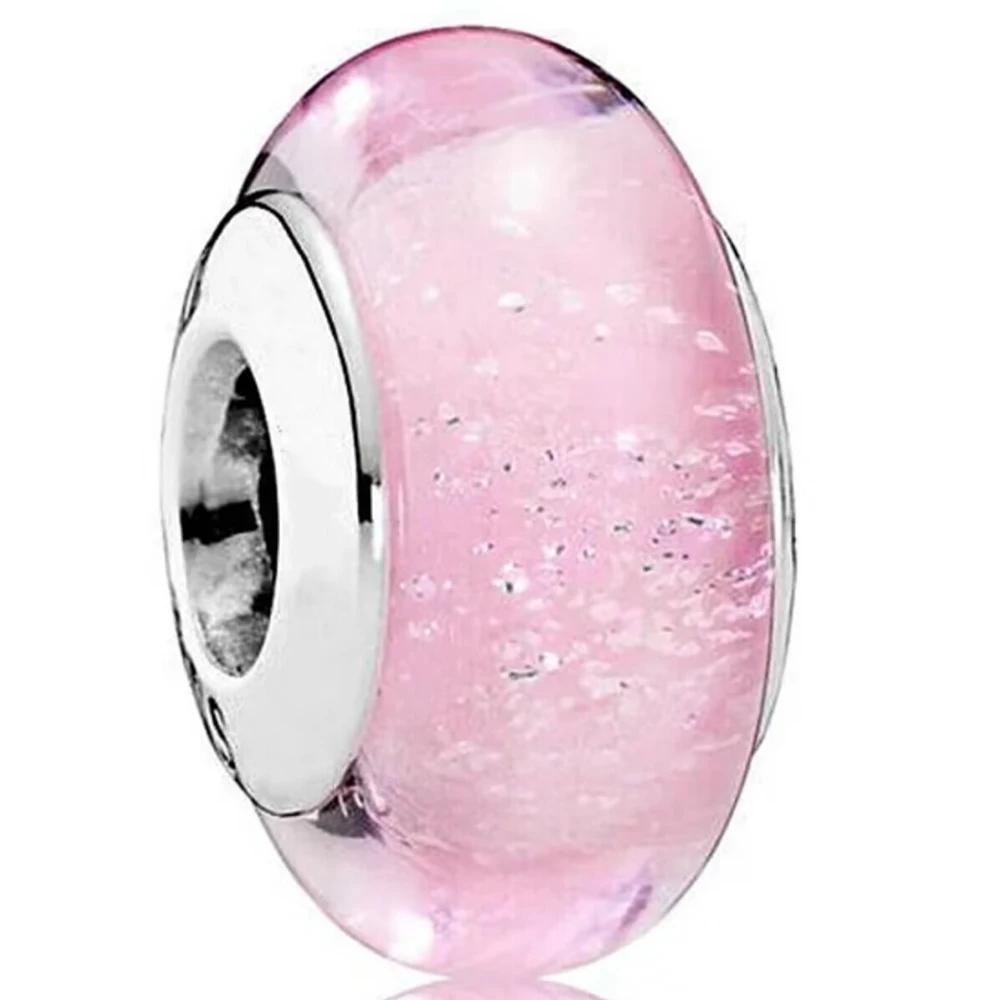 New Original Copper Murano Glass Flower And Leaf Cosmic Rainbow Charm Beads For Bracelet Diy Women Jewelry Gift