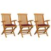 VidaXL Set of 3 Garden Chairs with Cushions, Patio Seats, Dining Chairs, Outdoor Patio Furniture, 3062523