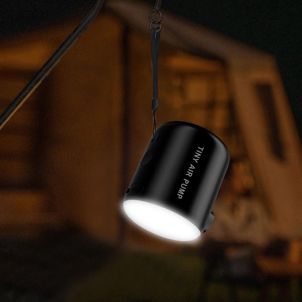Camping Light Mini Air Inflator Pump 3 Lighting Modes Electric Air Pump Mini Inflate Deflate Pump for Inflatable Mats Swim Ring