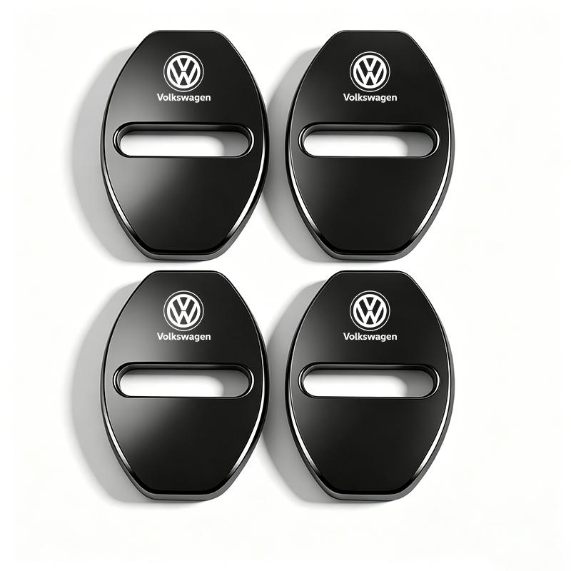4Pcs Zinc Alloy Car Door Lock Buckle Protection Cover Anti-Collision Shock Absorbing Cushion For VW Golf T‑Roc Tiguan Polo MK7