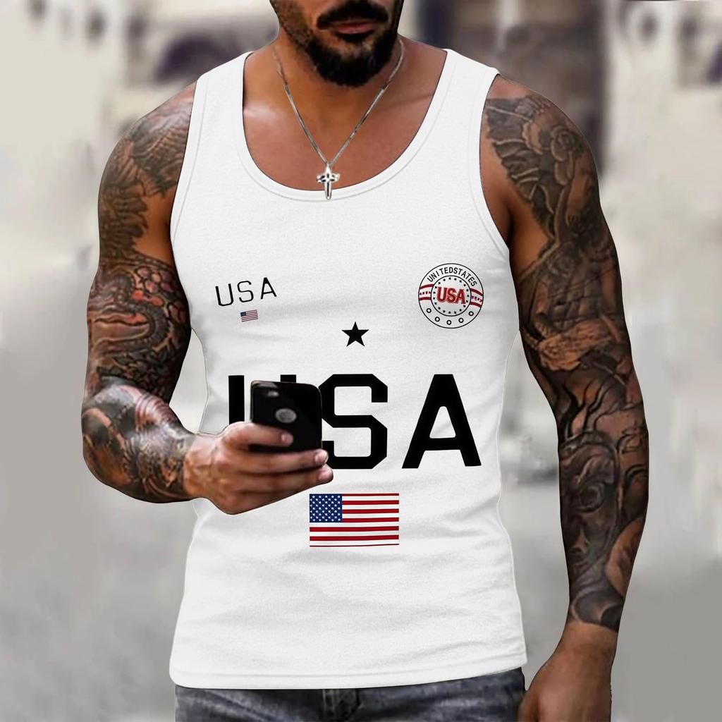 Men 4th Of Shirts USA Muscle Sleeveless Shirt Patriotic Tank Tops