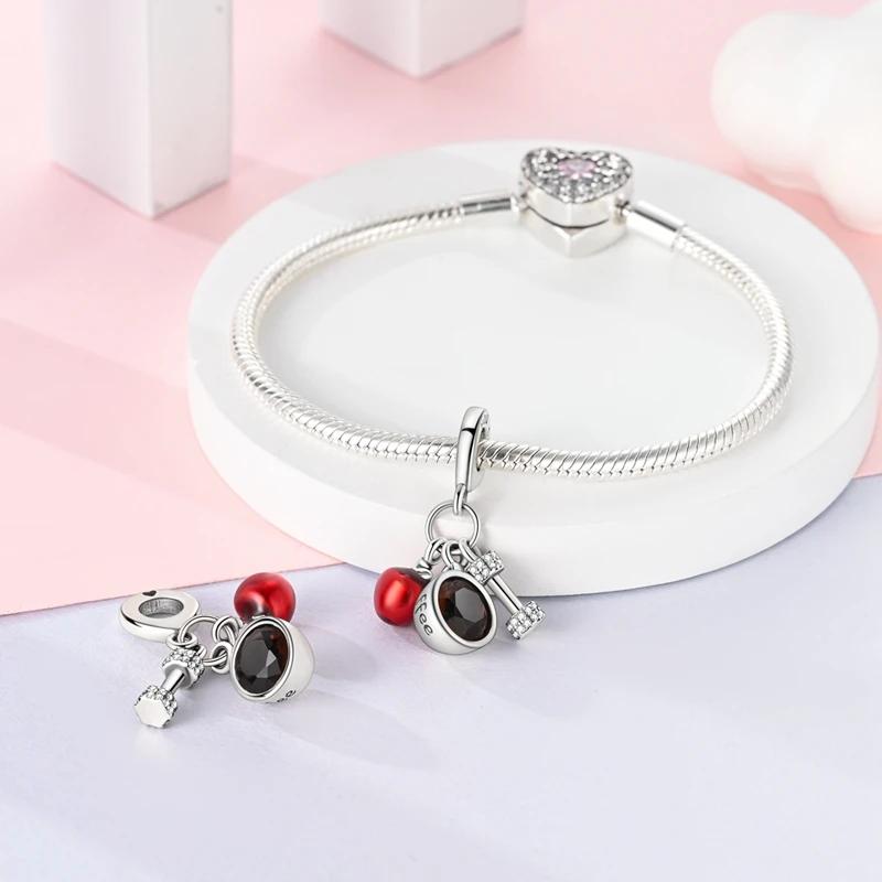 Charms Platacoffee Apple Dumbbell Weight Loss Beads Fit Originalbracelets Charms For Women Jewelry Diy Making Gifts