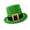 Gold Buckle Green Tall Hat Roll Brims Hat StPatrick Day Hat Costume Accessories