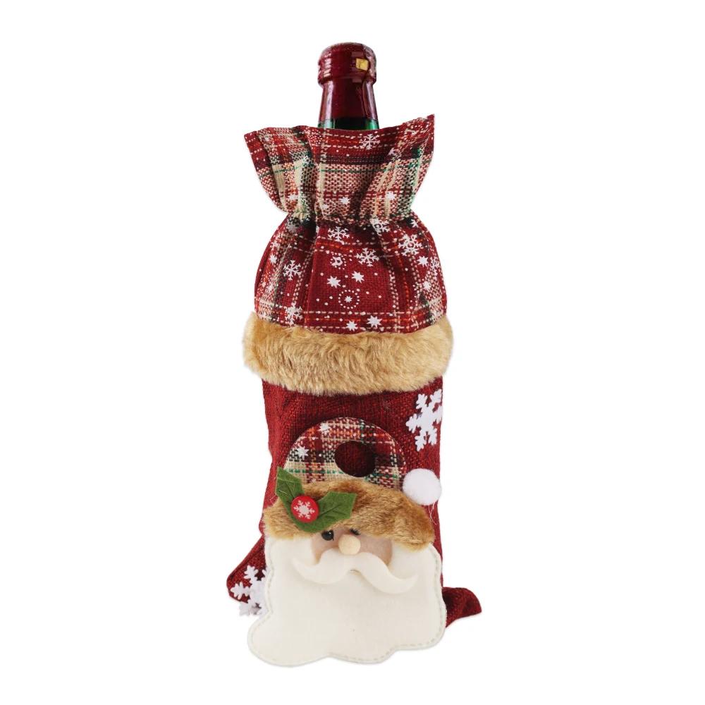 Kreatives Weihnachts-Weinflaschen-Set, goldenes Samtkleid, Weinflaschenhüllen, Ärmel, Weihnachtsmann, Schneemann, Weihnachten, Neujahr, Tischdekoration