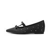 Fashion Flat Shoes for Women 2025 Spring and Autumn New Silk and Diamond Square Toe Increased Height 5cm Inside Bow  Ladies Shoes
