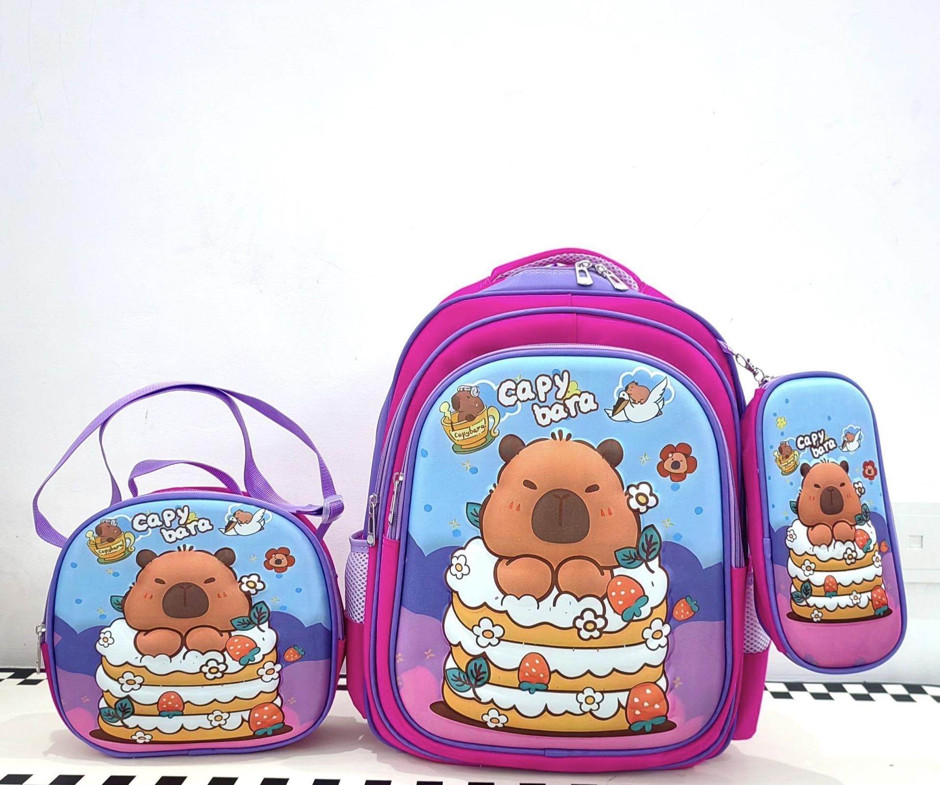 16-Inch Three-Piece Tie Rod Schoolbag, Primary School Children, Boys And Girls Removable Tie Rod Bag, Backpack.