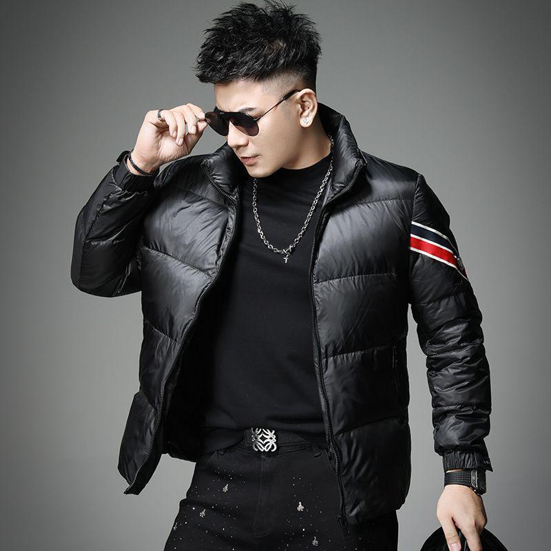 Men's Fashionable Slim Fit Down Jacket with Stand Collar - Winter 2025 Trend