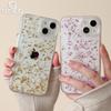 Luxury Glitter Bling Gold Foil Case for iPhone 14 13 12 11 Pro X XR XS Max 7 8 Plus SE 3 Transparent Cute Sequins Soft TPU Cover