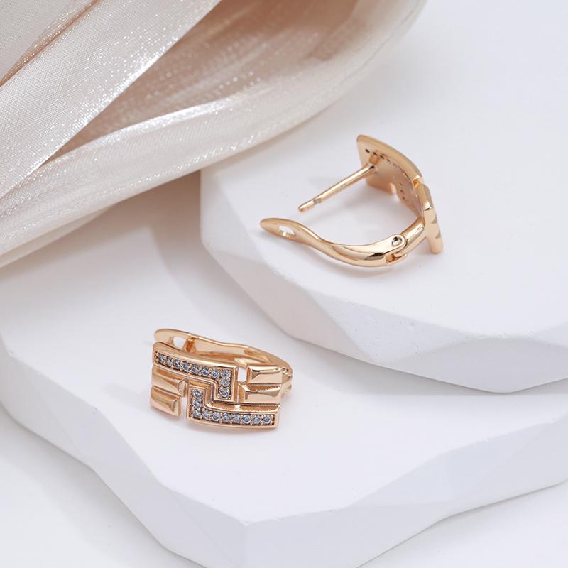 Kinel Carving Rose Gold Color Drop Earrings For Women Vintage Natural Zircon Fine Jewelry