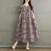 New Summer Vintage Plus Size Women Dress Long Oversized Casual Loose O Neck Basic