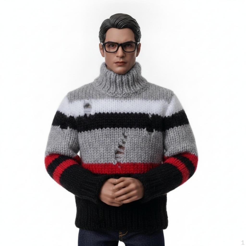 1/6 Doll Sweater Fuzzy Knitted Ribbed Green