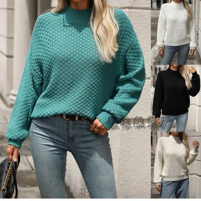 2024 Autumn/Winter New Small High Neck Solid Color Knitted Sweater Hoodie With Commuter Style Long Sleeve Sweater For Women